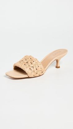 Schutz Dethalia Straw Slide Heels | Shopbop Heel Caps, Rubber Heels, Kitten Heel, Kitten Heels, Brazil, Shoes Sandals, New Arrivals, Straw, Square