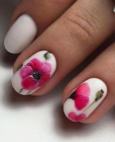 Poppy Nails, Nails Autumn, Tree Nails, Floral Nail Designs, Floral Nail