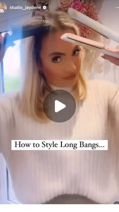 Styling Long Bangs, Style Long Bangs, Styling Bangs, Curling Techniques, Bangs Ideas, Curl Hair With Straightener, Hair Tricks, Beautiful Braided Hair, Curl Hair