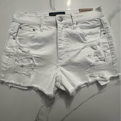 Nwt Aeropostale White Distressed Denim Shorts Size 2 There Is Some Stretch High Waisted Floral Shorts, Embroidered Denim Shorts, Ripped Jean Shorts, Destroyed Denim, Embellished Jeans, High Waisted Jean Shorts, High Rise Denim Shorts, Distressed Jean Shorts, Blue Jean Shorts