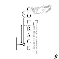 a black and white poster with the words courage on it