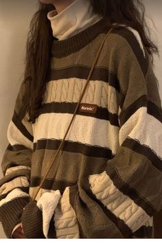 Coffee Sweater, Oversize Sweater, Pull Oversize, Coffee Cream, 90s Fashion Outfits, 가을 패션, Really Cute Outfits, Casual Style Outfits, Striped Sweater