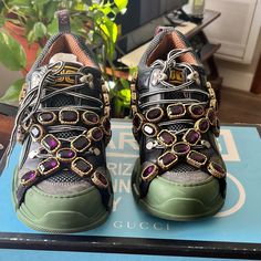 Nice Shoes I Use 3 Times There Clean And Original. Reason To Sell I Don’t Used To Often. Designer Purple Low-top Sneakers, Luxury Purple Low-top Sneakers, Gucci Shoes, Green And Purple, Nice Shoes, Me Too Shoes, Gucci, Cute Outfits, Women Shoes