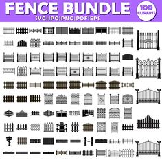 the fence bundle is shown in black and white, with different types of fences on each side