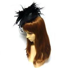 Feather Veil Fascinator Hair Clip Hat #1294 Item Features : .Rich and soft real feather headpiece .Beautiful decoration fascinator hat with birdcage veil .Vintage classic design .Long metal hair clip to put it on your hair .Perfect costume hair accessory for weddings, parties, night out, Halloween and other special events .Great for women of all ages Item Specifications : .Handmade in Korea .100% brand new with high quality .Feather, veil, fabric and metal clip .Measures approx 8.66 inches (22 c Fitted Halloween Headband Headpieces, Fitted Halloween Headband, Fitted Party Headpiece With Ostrich Feathers, Fitted Feathered Costume Hat, Black Feather Hair Accessories For Party, Fitted Black Headpiece With Feathers, Fitted Black Feathered Headpiece, Ostrich Feather Fascinator For Races, Black Feathered Hair Accessories For Party