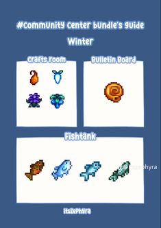 the community center guide for winter, which includes eight different items and four different colors