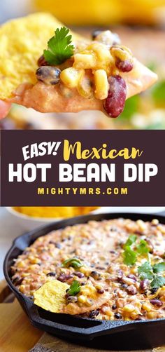 the mexican hot bean dip is ready to be eaten