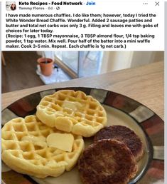 Bariatric Breakfast Ideas, Bariatric Breakfast, Mini Waffle Recipe, Ketosis Diet Recipes, Wonder Bread, Waffle Maker Recipes, Bariatric Eating, Low Carb Soup, Low Carb Eating