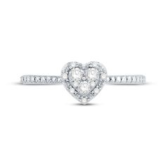 This dainty diamond promise ring from the Our Promise collection shines as true as your words. Sterling silver Round-cut diamonds fill the heart-shaped center and highlight the outer border of the detailed frame The slender shank is decorated in shimmering beading Total diamond weight is 1/6 carat Promise Rings Cheap Simple, Promise Rings For Her Pandora, Cheap Promise Rings, Promise Ring Silver, Heart Halo, Cute Promise Rings, Promise Rings Simple, Silver Promise Rings, Heart Promise Rings