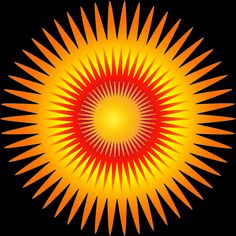 an orange and yellow sunburst on a black background