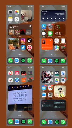 an iphone screen with several different app icons on the back and side panels, all showing what is going on