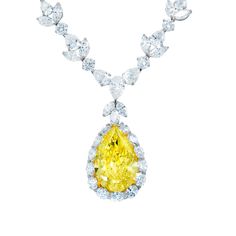 diamond necklace for women Yellow Diamond Necklace, Expensive Jewelry, Pear Shaped Diamond, Yellow Diamond, Drop Necklace, Handmade Necklace, High Jewelry, Pearl Ring, Pear Shape