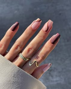 Fake Nails With Glue, Brown Nails, Unique Nails, Pretty Acrylic Nails, Short Acrylic Nails, Nail Arts, Artificial Nails, Square Nails, Cute Acrylic Nails