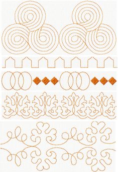 two different types of embroidery designs, one with orange thread and the other with white thread