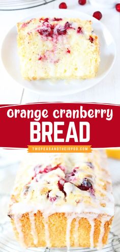 Brighten your holiday brunch food with this sweet Orange Cranberry Bread! Made with fresh cranberries and orange juice and topped with an orange glaze, this easy bread recipe is vegetarian and full of flavor. Bake it today and enjoy! Orange Cranberry Bread, Cranberry Bread Recipes, Breakfast Cakes, Canned Cranberries, Orange Bread, Cranberry Orange Bread, Orange Cranberry, Cranberry Bread, Orange Glaze