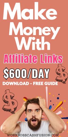 a man is holding his head in front of the words make money with ultimate links $ 600 / day