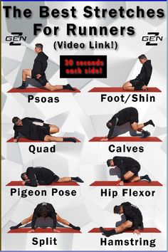 the best stretches for runners video link is shown in this graphic above it's description