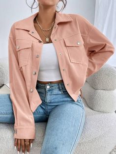 Pink Corduroy Jacket Outfit, Outfits Bonitos, Red Blazer Jacket, Faux Fur Hooded Jacket, Mesh Jacket, Women Outerwear, Women Jackets, Stunning Shoes, Autumn Outfits