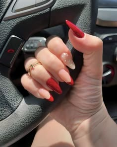 Short Red Nails, Red Acrylic Nails, Glow Nails, Glam Nails, Best Acrylic Nails, Stiletto Nails, Cute Acrylic Nails