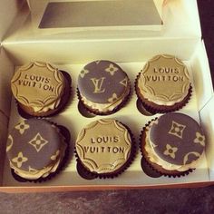 six louis vuitton cupcakes in a box