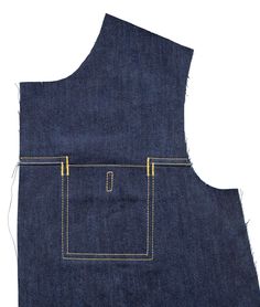 a pair of blue jeans with yellow stitching