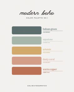 the color scheme for modern colors is shown in this graphic style, which includes different shades and