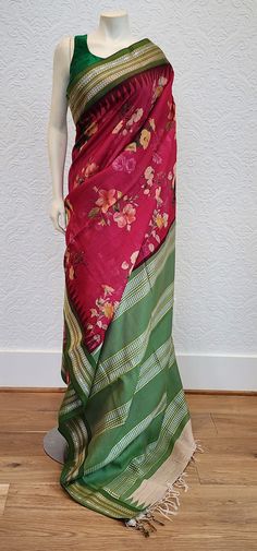 Elegant Floral Digital Print Vidharba Tussar sarees comes with a Custom Blouse. For Custom Blouse, pls contact us, Product ships immediately within US. Blouse can take 2-3 weeks. Custom Blouse stitching $30. Tussar Saree, Floral Digital Print, Blouse Stitching, Elegant Floral, Saree Collection, 3 Weeks, Stitching, Saree, Digital Prints