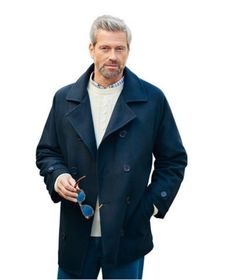 Caban en laine L'Homme Moderne, manteau classique et élégant pour la mode masculine.