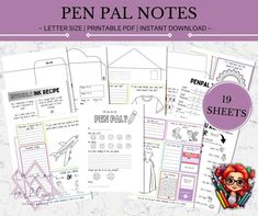 the free printable pen pal notes for kids to practice their handwriting and writing skills