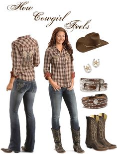 "How "Cowgirl" Feels" by cj98girl on Polyvore Cowboy Boots And Jeans, Mode Country, Outfit Western, Boots And Jeans, Cute Cowgirl Outfits, Cowgirl Style Outfits, Cowgirl Outfit, Vogue Brazil, Country Style Outfits