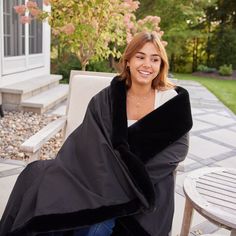 Black Faux Fur Original Blanket Large - Pretty Rugged - Pretty Rugged Gear Star Gazing, Faux Fur Blanket, Outdoor Concert, Blanket Black, Fur Blanket, Oversized Tote, Shark Tank, Black Faux Fur, Fire Pits