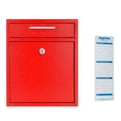 a red mailbox next to a white background