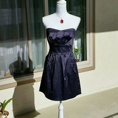 Nwt Navy Blue Dress, Size 9 Juniors But Fits Adults Size S. Material: 55% Polyester, 42% Cotton, 3% Spandex Blue Fitted A-line Strapless Dress, Trixxi Dress, Navy Blue Dress, Navy Blue Dresses, Blue Dress, Blue Dresses, Colorful Dresses, Color Blue, Prom Dresses