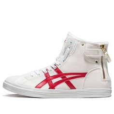 Asics Double Clutch White/Red Fleece High Board Shoe 1201A012-100 (SNKR/Skate/High Top) Red Fleece, High Top, High Tops, The 100, Sneakers, Red, White