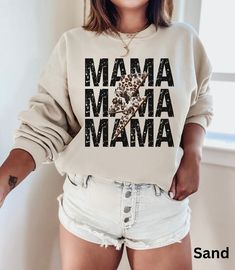 Mama Sweatshirt, Mama Shirt, Mama Gift, Mama Sweat shirt, pregnancy announcement, new mom gift, boho cheetah leopard lighting bolt by SubtleShade7 on Etsy Mama Gifts, Mama Sweatshirt, Mama Shirts, Mom Mug, Mama Shirt, Gifts For New Moms, Pregnancy Announcement, Cute Shirts