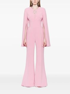 Elie Saab logo-plaque Flared Jumpsuit - Farfetch Luxury Long Sleeve Pantsuit For Party, Spring Evening Long Sleeve Jumpsuits And Rompers, Glamorous Long Sleeve Pantsuit For Evening, Evening Long Sleeve Jumpsuits And Rompers For Spring, Elegant Embellished Jumpsuits And Rompers For Spring, Chic Embellished Jumpsuits And Rompers For Spring, Spring Evening Flare Dress, Elegant Embellished Long Sleeve Jumpsuits And Rompers, Elegant Long Sleeve Embellished Jumpsuits