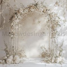 an arch decorated with flowers and vines