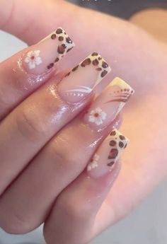 Lily Nails, Quinceanera Nails, Wow Nails, Hippie Nails, Leopard Print Nails, Simple Gel Nails, Summery Nails, Girly Acrylic Nails, Print Nails