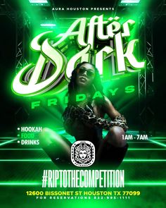 the flyer for after dark friday's