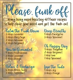 Get The Funk Out Diffuser Blends, Deodorizing Diffuser Blend, You G Living Diffuser Blends, Healing Diffuser Blends, Mood Boosting Diffuser Blends, Young Living Essential Oils Recipes Diffuser, Youngliving Recipes, Essential Oil Recipes Diffuser, Mood Boosting Essential Oils