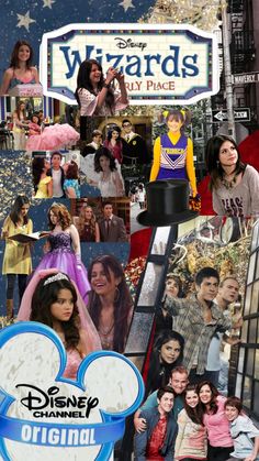 the collage shows many different people in their costumes and outfits, including disney characters