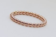 Rose Gold Eternity Band, Stackable Birthstone Rings, Stackable Rings Wedding, Plus Size Rings, Ring Rosegold, Birthstone Rings, Rose Gold Beads, Handmade Rose, Beaded Ring