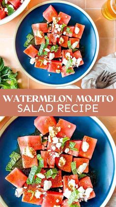 watermelon mojito salad recipe with mint and feta cheese