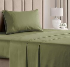 Made from 100% cotton: exceptionally soft to the touch. 400 thread count for affordable luxury-quality sheets. Woven with high-quality sateen weave & long staple cotton yarns. Made in India for a true natural cotton feel. Set Includes: 1 Fitted Sheet (39 inches W x 75 inches L x 8–16 inches pocket) 1 Flat Sheet (71 inches W x 96 inches L) 1 Pillowcase (20 inches W x 30 inches L) Cotton Sheets, Sage Green, Bed Sheets, 3 Piece, Thread, Bed, Green