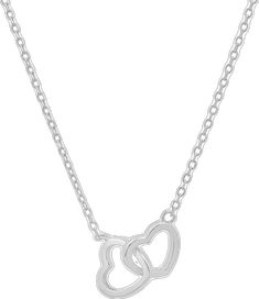 Valentine's Day White Gold Heart Necklace With Chain, Mother's Day Double Heart Delicate Chain Necklace, Double Heart Clavicle Chain Necklace As Gift For Her, Silver Double Heart Necklace With Clavicle Chain, Double Heart Charm Necklace With Clavicle Chain, Mother's Day Double Heart Charm Necklace With Adjustable Chain, Valentine's Day Double Heart Necklace, Valentine's Day Double Heart Adjustable Chain Jewelry, Valentine's Day Double Heart Necklace With Adjustable Chain