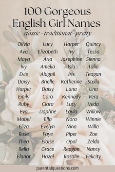 an english girl names list with flowers