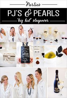 a collage of photos with some women in white shirts and black ties holding wine glasses