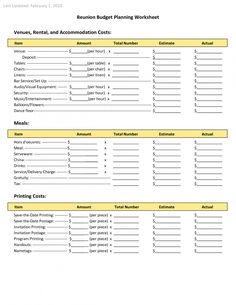 the printable wedding budget sheet is shown in yellow and black, as well as an additional