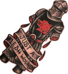 an old school tattoo design of a knight