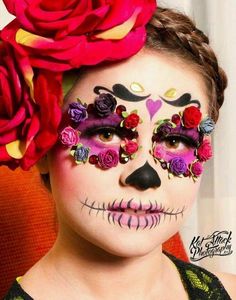 Dizfraz de catrina Catrina Costume, Dead Makeup, Couple Costumes, Sugar Skull Makeup, Skull Makeup, Kids Makeup, Halloween Make Up, My Beautiful Daughter, Up Halloween